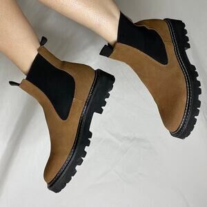 Dolce Vita Moana Chelsea boots cognac brown suede leather lug sole H2O 8.5